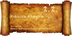 Kubicza Klaudia névjegykártya